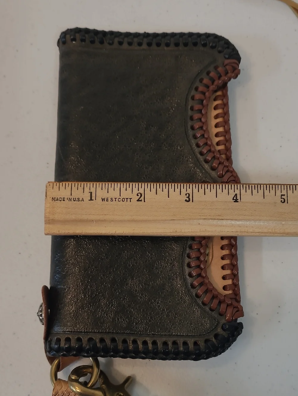 Leather Wallet W/ Wrist Clip Western Style Rodeo Cowboy Handmade Unique!